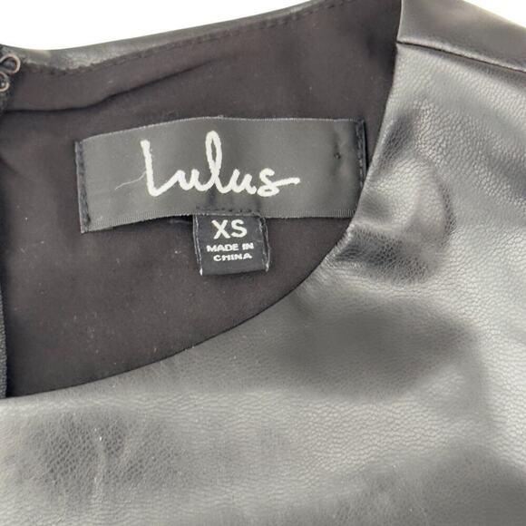 Lulu's Black Vegan Leather Puff Sleeve Fit and Flare Mini Dress (XS) - Picture 15 of 15